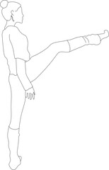 Human figure stretching. Vector gym silhouette in line art. 