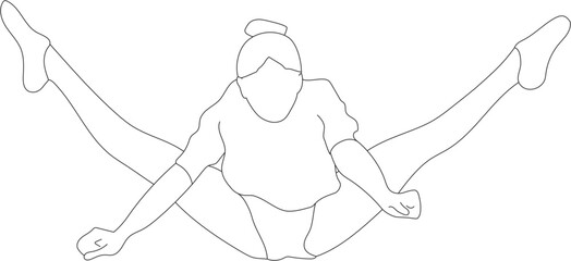 Gym human figure. Vector silhouette split jumping. 