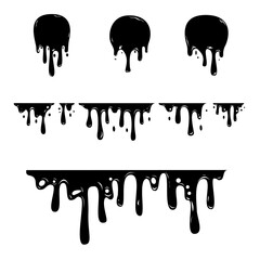 Black paint oil dripping graphic elements. Current inks paint down liquid