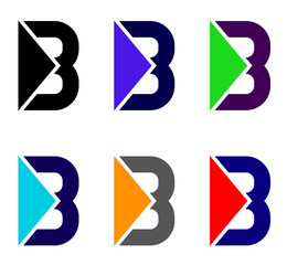Letter B, uppercase letter B logo icon, abstract geometric flat character shape. Editable preset for logo design.