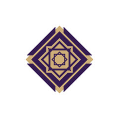 Mosaic arabic ornament. Vector rhomb emblem for luxury logos and retro ornamental design