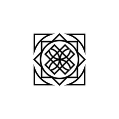 Linear ornamental logo template. Vector arabic geometric symbol. Editable stroke for customization and motion design