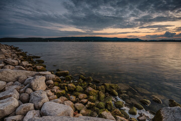 Fototapeta premium Seeufer Bodensee niedrig Wasser Sommer 