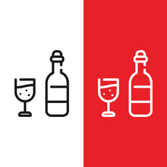 Christmas Xmas Wine Bottle Vector icon in Outline Style. Wine is a drink that is often drunk by adults at parties. Vector illustration icon that can be used for apps, websites, or part of a logo