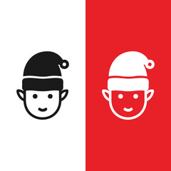 Christmas Xmas Elf Vector icon in Glyph Style. Elves are fantasy creatures that often appear during winter and Christmas. Vector illustration icon that can be used for apps, websites, or part of logo