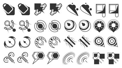 Abstract Set Collection Black Quotemarks Speech Punctuation Excerpt Remarks Icons Vector Design Style