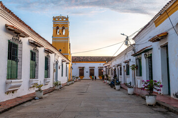 street view of santa cruz de mompox colonial town in colombia