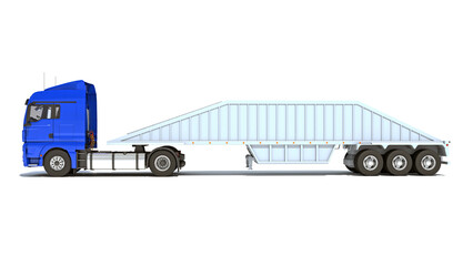 Heavy Truck with Bottom Dump Trailer 3D rendering on white background © 3D Horse
