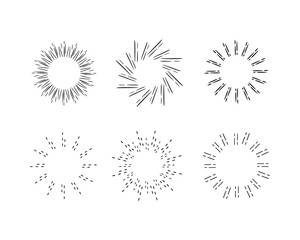Fototapeta premium Sun burst vintage shapes collection set of sunburst frames retro vector design elements