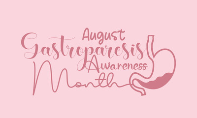 Gastroparesis Awareness Month calligraphic banner design on isolated background. Script lettering banner, poster, card concept idea. Health awareness vector template.