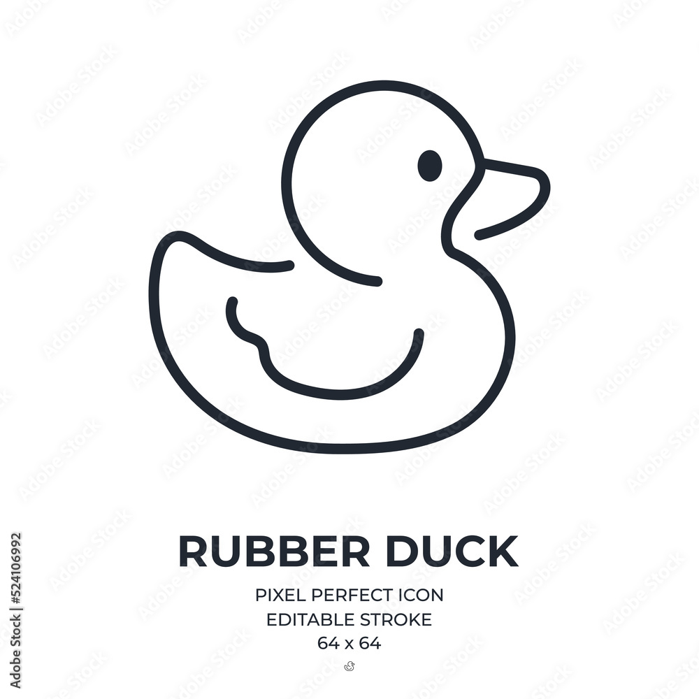 Wall mural rubber duck editable stroke outline icon isolated on white background flat vector illustration. pixe