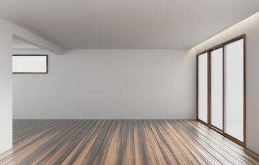 Blank Interior Room Design Background With Empty Wall 3D Rendering