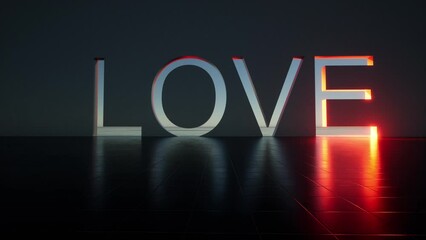Text love spot light intro able to loop seamless 4k
