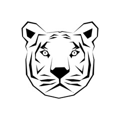 Tiger head vector isolated illustration. Big wild cat. Amur tiger or Bengal tiger. Tattoo sign. Panthera tigris altaica logo symbol. wild nature