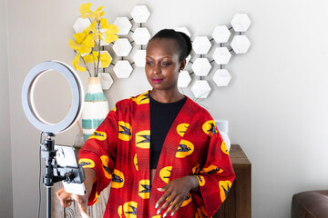 Black woman in a live social media broadcast