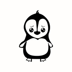Cute penguin character illustration. Hand drawn small and cute penguin. character in the style of minimalism