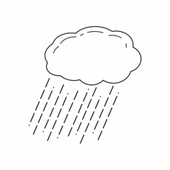 rainy season water drop sky vector icon. hand drawn clouds and rain. weather concept in doodle style