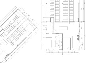 Floor plan designed building on the drawing.