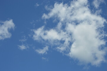 Blue sky with white cloud. Natural background. Summer sky. For decorative background and wallpaper design.