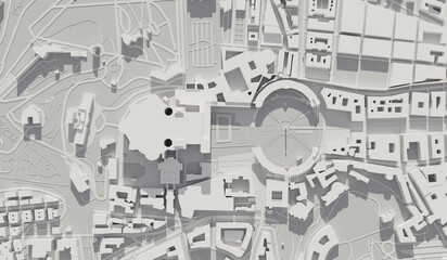 Rome, Italy city map aerial view. minimal design. 3D Rendering - obrazy, fototapety, plakaty