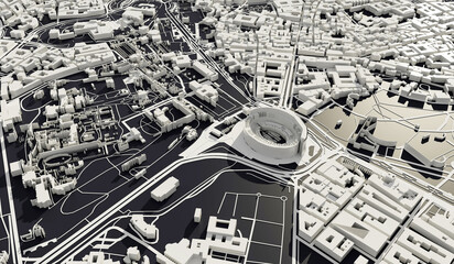 Obraz na płótnie Canvas Rome, Italy city map aerial view. minimal design. 3D Rendering