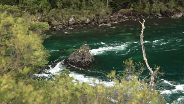 River around stone in in Puerto Varas, Petrohue Chile