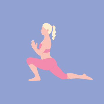 A girl doing yoga.The concept of sport, gym, yoga, pilates, fitness. Healthy lifestyle. Health benefits for the body, mind and emotions. Vector illustration.