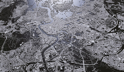 Plakat Rome, Italy city map aerial view. minimal design. 3D Rendering