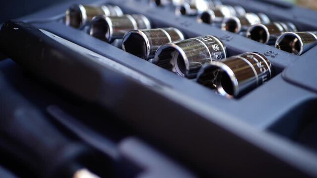Socket set in tool box for repair works