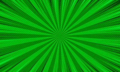 Pop art green comics book cartoon magazine cover, cartoon funny retro pattern strip mock up, vector halftone illustration, vintage backdrop for comic superhero text, speech bubble, message.