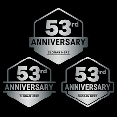53 years anniversary celebration logotype. 53rd anniversary logo collection. Set of anniversary design template. Vector and illustration. 