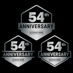 54 years anniversary celebration logotype. 54th anniversary logo collection. Set of anniversary design template. Vector and illustration. 