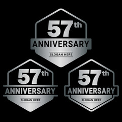 57 years anniversary celebration logotype. 57th anniversary logo collection. Set of anniversary design template. Vector and illustration. 