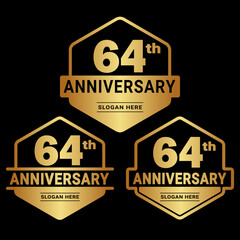 64 years anniversary celebration logotype. 64th anniversary logo collection. Set of anniversary design template. Vector and illustration. 