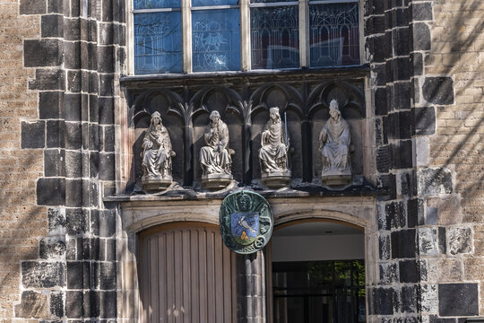 Details of Cologne Basilica of St. Severin - an early Romanesque basilica church located in Sudstadt. Oldest parts of today's building date back to 10th century. Cologne, Germany.