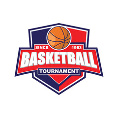Basket Ball Tournament badge logo design