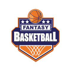 Fantasy Basket Ball badge logo design