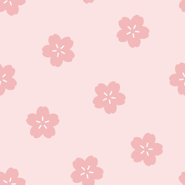 Seamless pattern with Japanese Sakura flowers. Traditional print with cherry blossoms.