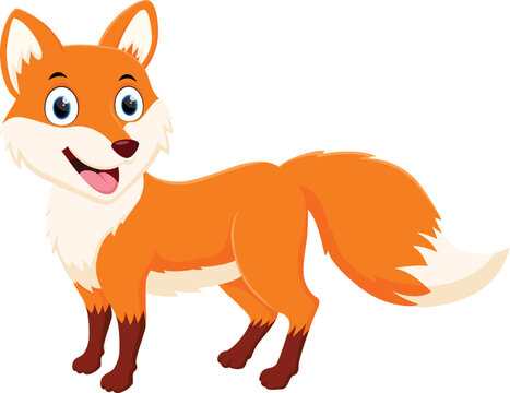 Cute fox cartoon isolated on white background