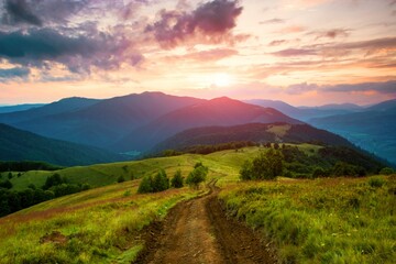 spectacular nature scenery, awesome sunset landscape, beautiful morning background in the mountains, Carpathian mountains, Ukraine, Europe