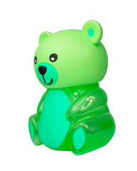 Pink toy bear plastic gift baby isolated on the white background