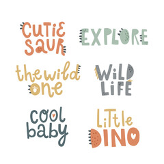 vector set of cute hand lettering text