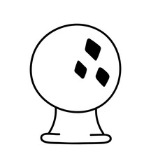 Magic ball doodle isolated. Outline hand drawn magic tool. Vector halloween witch illustration
