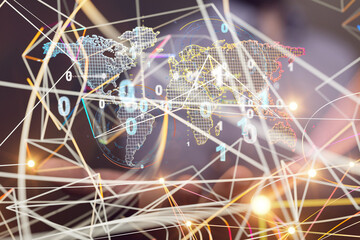 Global network connection. World map point and line composition concept