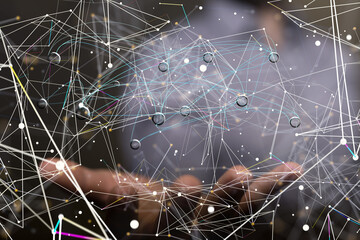 Stack of hands showing unity and teamwork 3d.