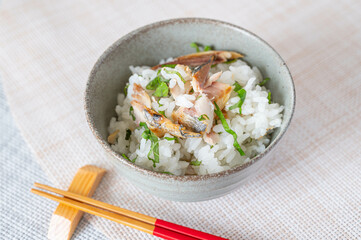 焼鯵と大葉の混ぜご飯