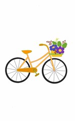  orange bicycle  and flowers