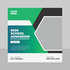 School admission social media banner template