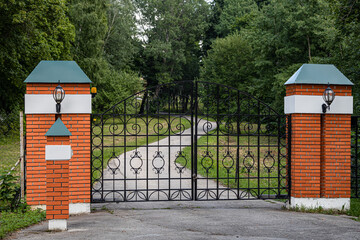 closed gates at the entrance to the estate