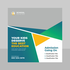 School admission social media banner template